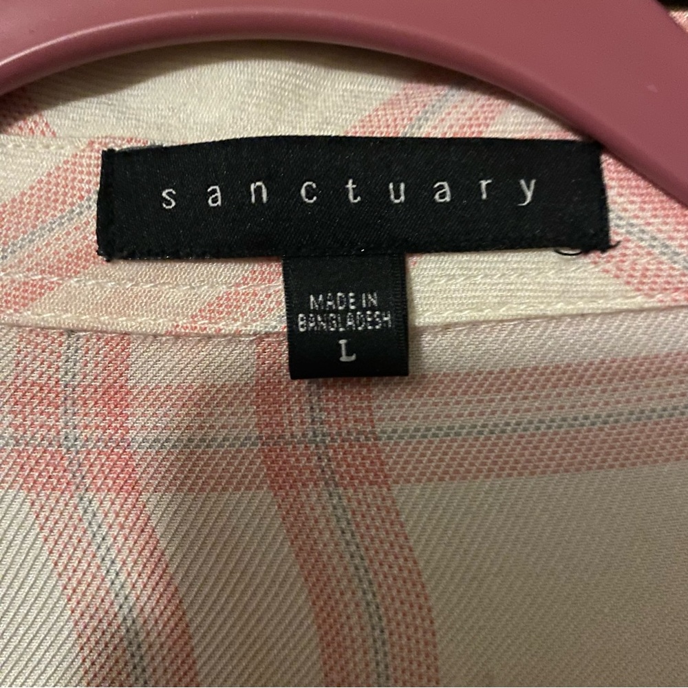 Women’s pink plaid long sleeve top - Picture 3 of 4